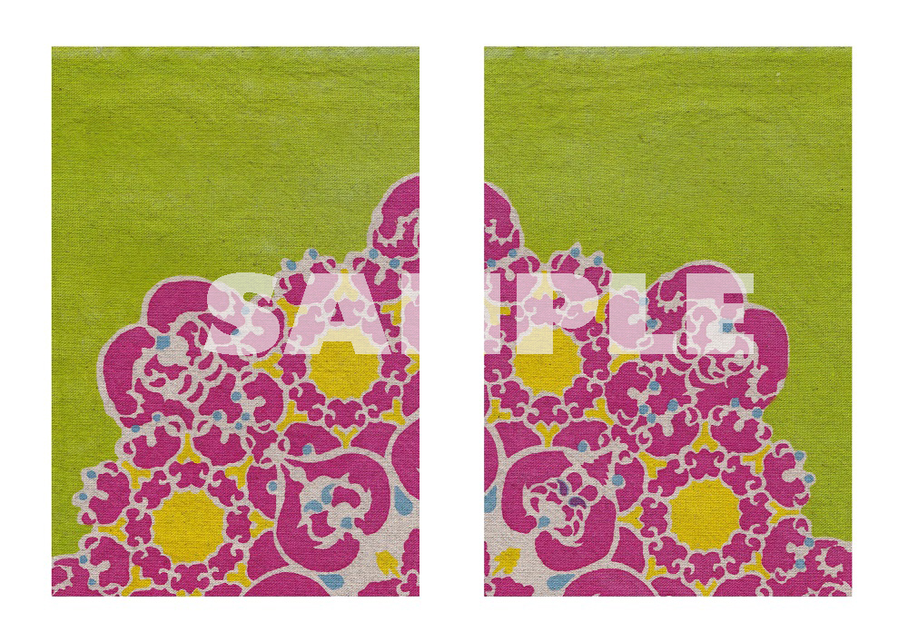 17.【えぼし】銀平脱八稜形鏡箱・黄(手染め・綿75%、麻25%)